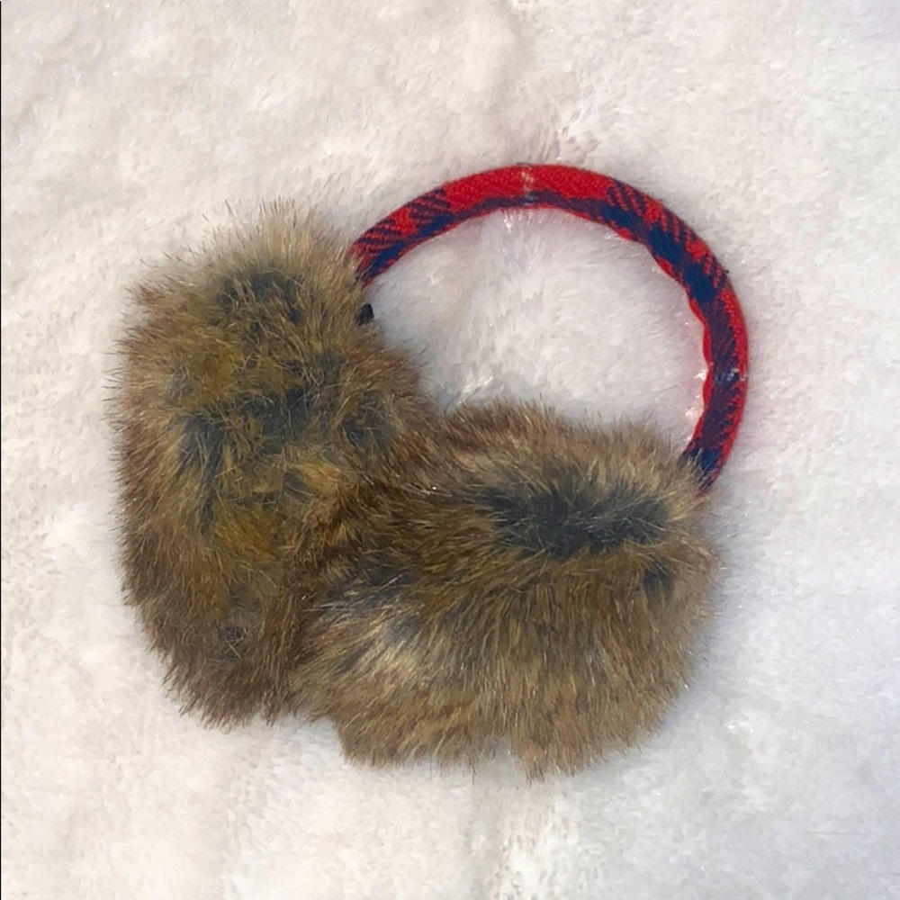 ✨2xHP✨ J. Crew Plaid Faux Fur Earmuffs